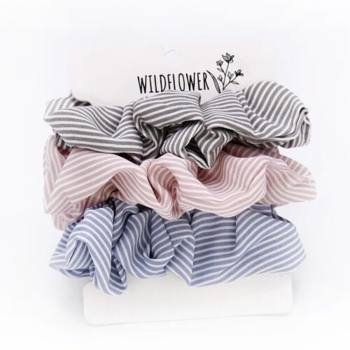 Stripes Hair Scrunchies Set — 3 Piece Hair Accessories
