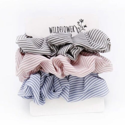 Stripes Hair Scrunchies Set — 3 Piece Hair Accessories
